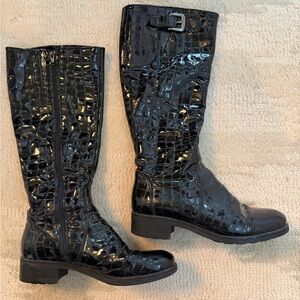 La CANADIENNE women’s size 7 knee high waterproof black patent leather  boots